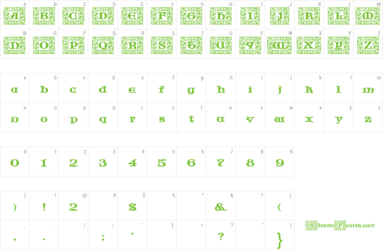 Font JF Cotswold Leaves preview
